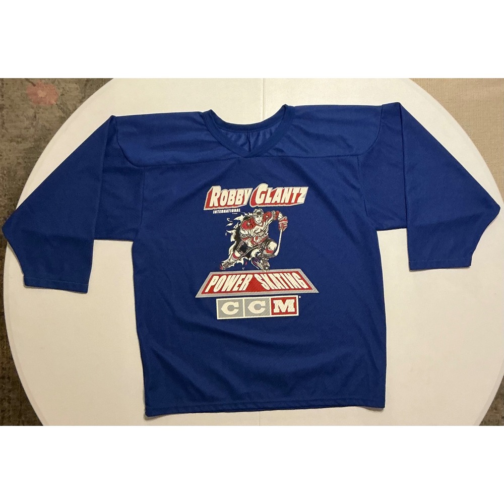 VTG 90s CCM Robby Glantz Power Skating Jersey Blue Mesh Sportswear Mens M